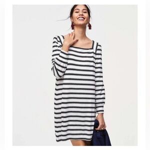 LOFT Black and White Striped Dress